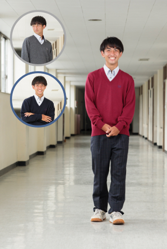 セーター+夏スラックス